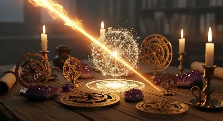 Horoscope reading for sagittarius and glowing cosmic astrology chart