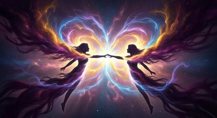 Mystical glowing soulmate sketch revealing energetic aura connections
