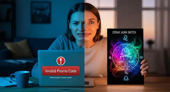 zodiac-aura-sketch-vs-promo-code-error-before-after